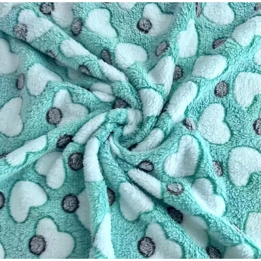 Warm Soft Plush Premium Fleece Pet Cat Dog Heart Blanket‎ GREEN 41'x30